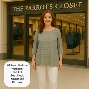 89th and Madison Women's Size 1X Boat Neck Top/Blouse Pattern